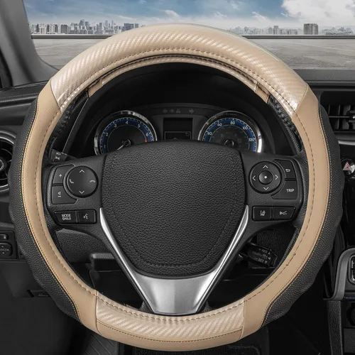 Vista 18 de Motor Trend GripDrive - Funda de cuero negro sintético para volante de automóvil, camión, camioneta, SUV, tamaño pequeño de 14 pulgadas, funda