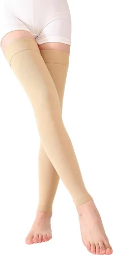 Vista 6 de TOFLY® Medias de compresión altas hasta el muslo sin pies para mujeres y hombres, 1 par, opaco, manguera de soporte de 15-20 mmHg de compresión