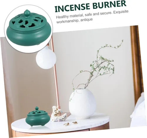 Vista 9 de Artibetter Cerámica Decoración Carbón Incienso Quemador Carbón Titular Cono Cerámica Incienso Tazón Cerámico