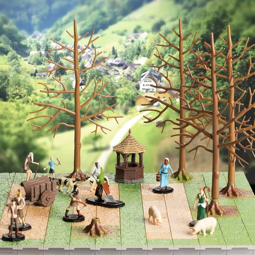 Vista 3 de Monster Townsfolk Mini Figuras de fantasía – 8 piezas de personajes campesinos no jugadores en miniatura NPC – Tamaño hexagonal de 1 pulgada