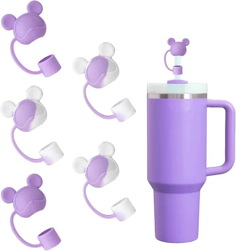 Vista 18 de Juego de 4 fundas de popote con diseño de estrella compatibles con vasos Stanley de 30 y 40 onzas, reutilizables, bonitas puntas de popote