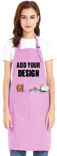 Vista 12 de TopTie Delantal con babero unisex de impresión personalizada, delantal ajustable de cocina de chef de lona de algodón con bolsillos