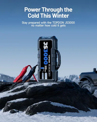 Vista 9 de TOPDON Arrancador de batería de coche JS3000, 3000A, modo de impulso, 9L Negro oscuro