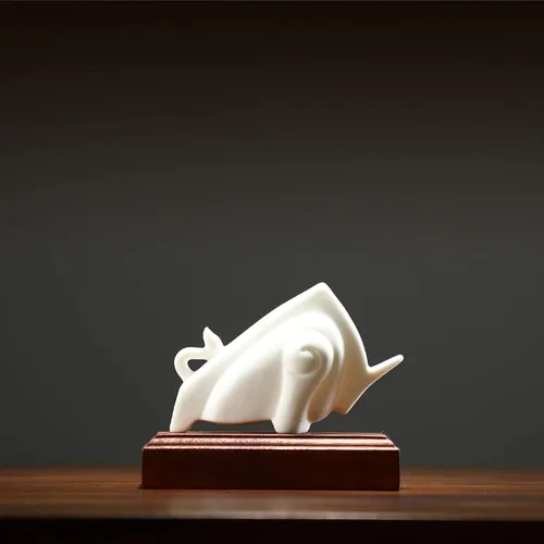 Vista 9 de NYKK Escultura de estatua de feng shui chino, muebles creativos de toro de la suerte, mascota alcista del año del toro, NIU Turns Universo, sala