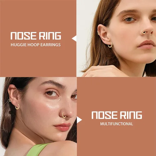 Vista 4 de Small Huggie Hoop Earrings for Women 14K Gold Plated Hoop Huggie Earrings for Men Hypoallergenic Lightweight Earrings Tiny Cartilage Ear Jewelry for