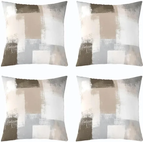 Vista 3 de Feelyou Juego de 4 fundas de almohada abstractas, funda de cojín moderna de arte abstracto para decoración del hogar, sala de estar, funda de cojín