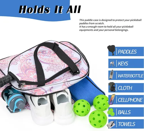 Vista 4 de Boulder Bee Bolsas de pickleball Bolsa de pickleball premium para mujer Bolsa de gimnasio de manohombro para mujer con soporte para botella