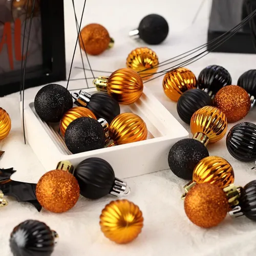 Vista 8 de AMS Esferas de Navidad de 2.36 pulgadas/60mm, 34 unidades, adornos grandes, decoraciones para fiestas, inastillables, colgantes festivos para Negro