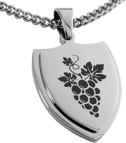 Vista 3 de Collar con colgante de escudo de dioses griegos de acero inoxidable