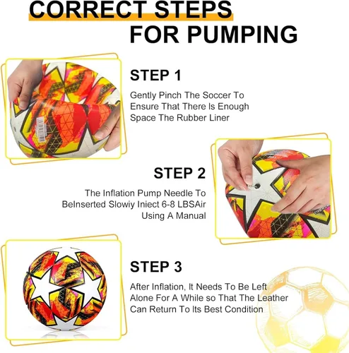 Vista 7 de Soccer Ball Size 5, with Pump & Needles, Outdoor Sports Official Match Soccer Ball for Adult Youth Training Practice Ball for Indoor