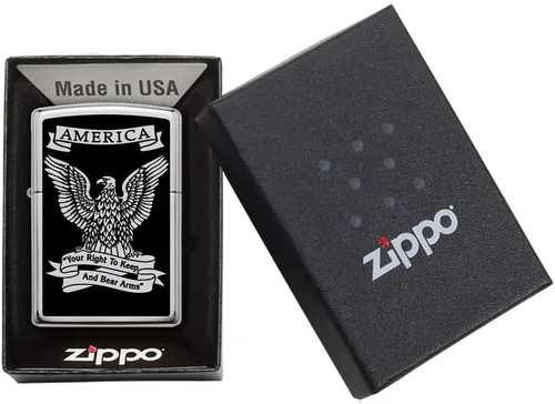 Vista 6 de Zippo Encendedor de bolsillo Eagles Dare - Encendedores recargables con tapa abatible a prueba de viento - Encendedores de bolsillo con diseño Negro