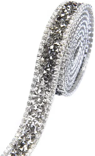 Vista 2 de Apliques de diamantes de imitación de cristal de 1 yarda, cinta de diamantes de imitación brillante, rollo cosido o caliente para vestidos