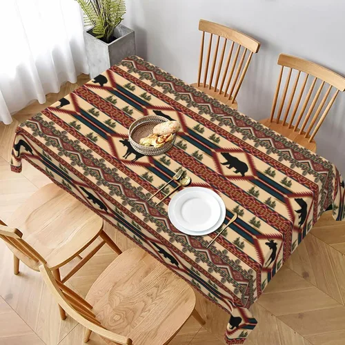 Vista 31 de Mantel azteca, diseño geométrico tribal, decoración rústica de nativos americanos, estilo suroeste, impermeable, lavable, para decoración de cocina