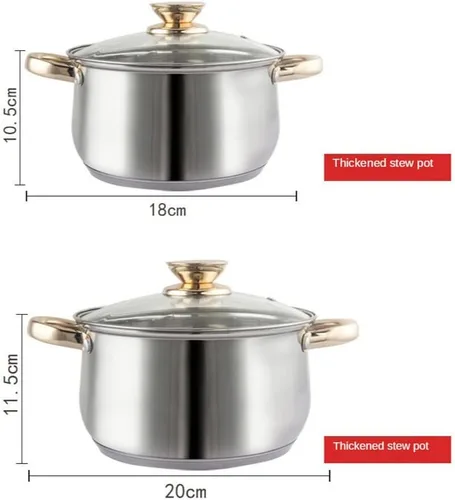 Vista 2 de 12 piezas de acero inoxidable espesado olla cocina electromagnética estufa de gas sartén leche olla set utensilios de cocina