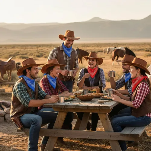 Vista 6 de SATINIOR Paquete de 12 pañuelos de vaquero del oeste y bandana, para fiestas, de fieltro sintético occidental, para mujeres y hombres, accesorios