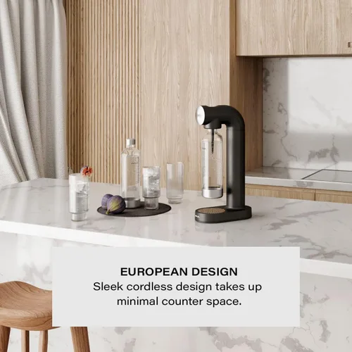 Vista 2 de AWA Máquina de carbonatador de agua: máquina para hacer agua con gas y máquina para hacer refrescos, con botella de 1 litro sin BPA, diseño europeo