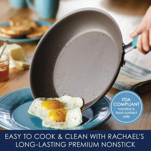 Vista 3 de Rachael Ray Cucina - Juego de ollas y sartenes antiadherentes, 10 piezas, color azul agave