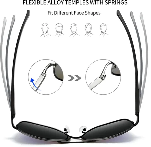 Vista 3 de Joopin Lentes de sol polarizados de aviación de metal para hombre, gafas de sol militares clásicas para mujer, lentes rectangulares con protección