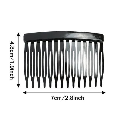Vista 6 de Cinaci Paquete de 30 peines laterales pequeños de plástico transparente blanco negro marrón con 14 dientes para manualidades, tocados decorativos