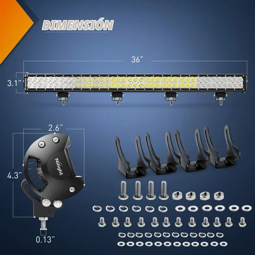 Vista 2 de Nilight 39 Pulgadas 252W Barra de Luz LED Combo Puntal y Dispersión 24V 12V Iluminación para Barco, Iluminación de Conducción Todoterreno, Luces