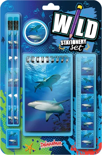 Vista 20 de Deluxebase Wild Stationery Set - Mariposa de animales de papelería con 2 lápices, borrador, sacapuntas, regla y lindo cuaderno. Suministros