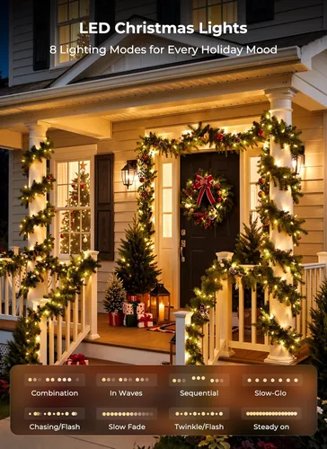 Vista 5 de Brightown Luces de Navidad blancas cálidas, 32 pies, 100 luces LED de Blanco cálido
