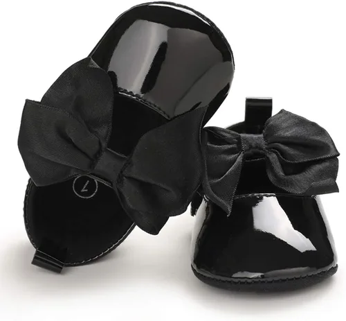 Vista 6 de WILLFUN Zapatos planos Mary Jane para bebés y niñas con lazo, vestido de princesa, zapatos de cuna, suela de goma suave antideslizante
