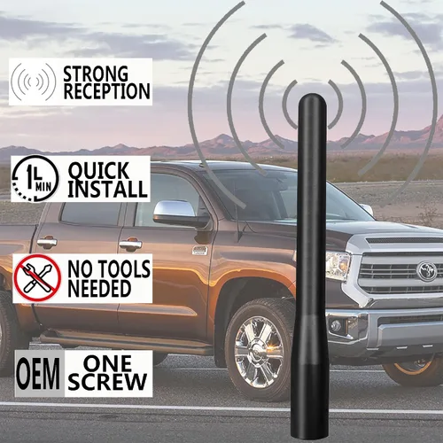 Vista 4 de Antena de aleación de aluminio de radio corta de 4 pulgadas para Toyota Tundra (2000-2020), Toyota Tacoma (2005-2016), Toyota FJ Cruiser