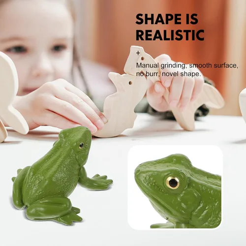 Vista 2 de NUOBESTY Figura de juguete realista de rana verde, modelo animal de plástico para educación científica de niños, figura de rana en miniatura