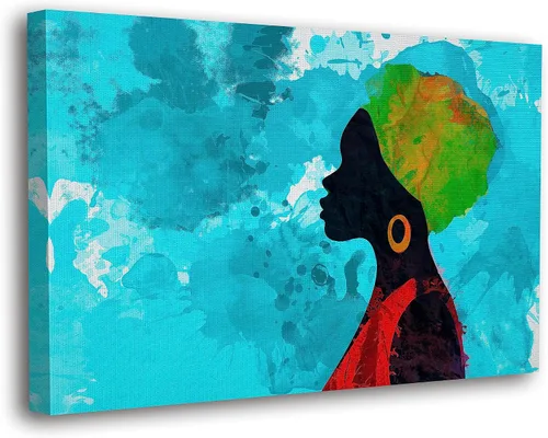 Vista 18 de SpiritualHands Máscaras africanas - Lienzo decorativo para pared, lienzo de dama africana, vibrante arte de pared africano hecho a mano