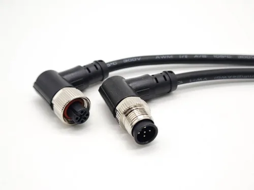 Vista 4 de Elecbee M12 Conector de ángulo recto macho a hembra A-Coding 1M AWG22 hembra a macho Cable M12 (5 pines)