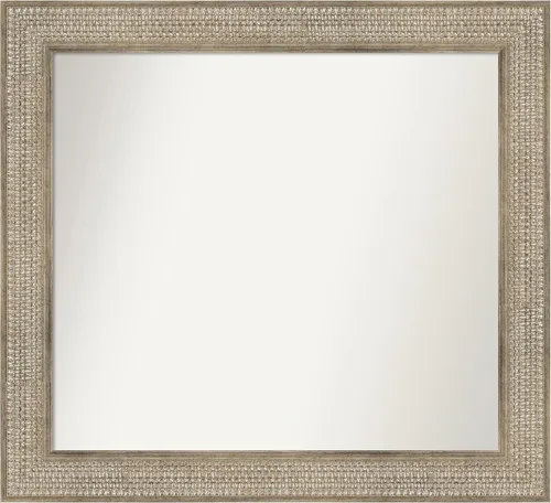Vista 117 de Amanti Art Espejo de baño plateado para sobre fregadero, 26 x 26 pulgadas, espejo cuadrado de níquel pulido, marco de madera tradicional mediano, se