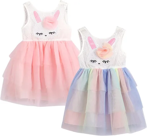 Vista 5 de Toddler Baby Girls Tutu Tulle Sleeve Summer Casual Bowknot Princess Birthday Party Sundress 28 Years