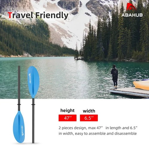 Vista 12 de Abahub 1 pala de kayak de carbono, remos de kayak de 90.5 pulgadas para canotaje, canoa con correa de remo gratis, eje de fibra de carbono