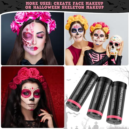 Vista 5 de Sweetude 12 piezas de palo de fútbol, palo de ojos deportivos, pintura facial deportiva para béisbol, sóftbol, estadio, atletas, Halloween, cosplay