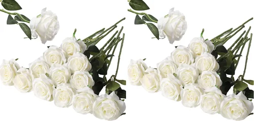 Vista 15 de Hawesome - Ramo de 12 rosas artificiales de seda con tallo largo para decoración del hogar, boda, fiesta (Negro-1)