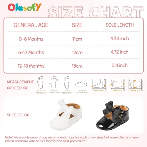 Vista 6 de ohsofy Zapatos planos antideslizantes con lazo para niñas y bebés, zapatos de vestir para boda, zapatos de cuna para bebés y niñas pequeñas