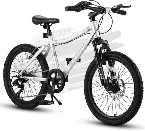 Vista 15 de Ecarpat Bicicleta de montaña para niños y niñas, 20 y 24 pulgadas, suspensión delantera, bicicleta de montaña todo terreno, bicicletas de montaña