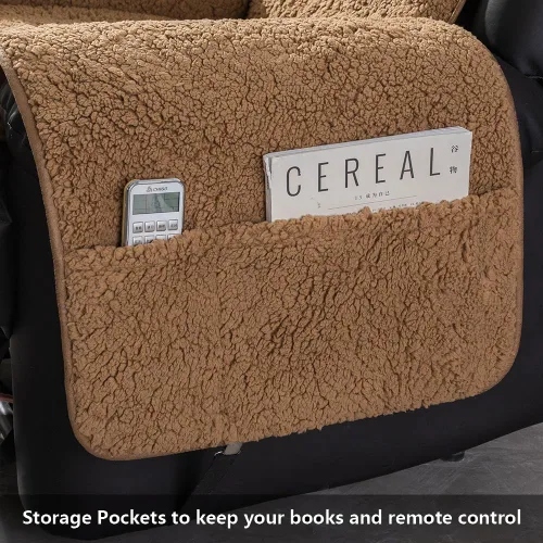 Vista 2 de STONECREST - Funda para silla reclinable, funda de sherpa, se mantiene en su lugar (Cholate, reclinable regular de 23 pulgadas)