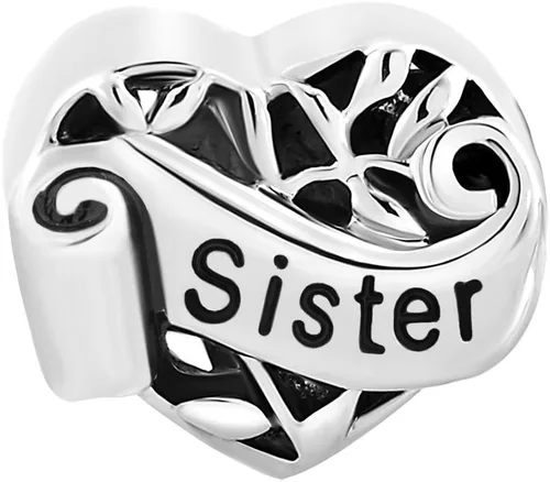 Vista 3 de CharmSStory Abalorio de plata de ley con texto en inglés "I Love You My Wife Sister Grandma Heart Sterling Silver Beads For