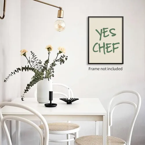 Vista 6 de Haitunone Póster verde con cita de chef con cita de cocina, arte de pared, minimalista, moderno, de mediados de siglo, impresiones para cocina