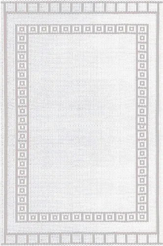 Vista 10 de Mad Mats® Alfombra geométrica para exteriores, tapete de plástico reversible (4 x 6 pies, tejido de cesta, piedra blanca)