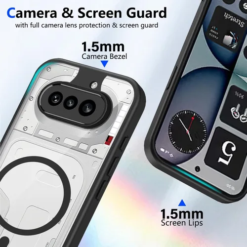 Vista 242 de Funda magnética transparente compatible con Xiaomi 17T, color negro 2 en 1 PC + TPU cubierta de teléfono a prueba de golpes, carcasa protectora