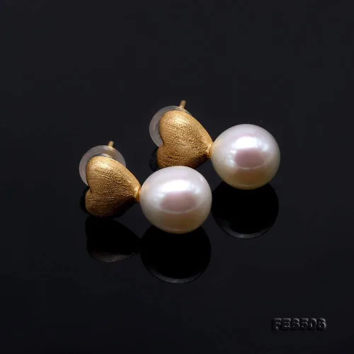 Vista 3 de JYX - Pendientes de plata de ley con forma de corazón y perlas de agua dulce de 0.315in
