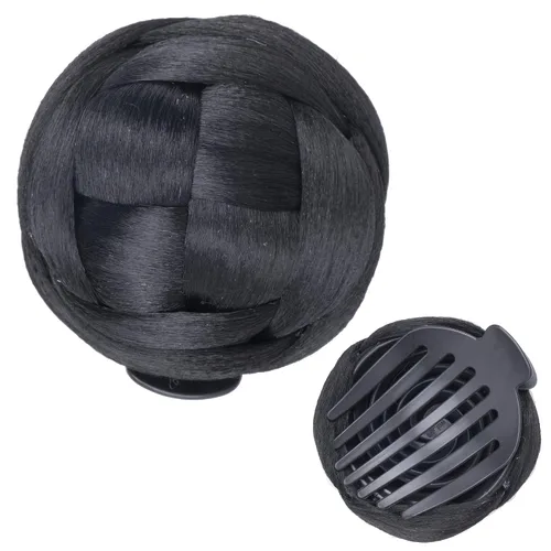 Vista 22 de IMISSU Trenzado Chignon Dancer Hair Donut Hairpieces Scrunchie Claw Hair Moño Updo para bodas y fiestas (M3 rubio ceniza)