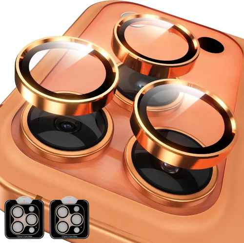 Vista 10 de YWXTW Diseñado para iPhone 14 Pro/iPhone 14 Pro Max Protector de Lente de Cámara Brillante, [Nuevo Diseño con Purpurina] Vidrio Templado de Metal