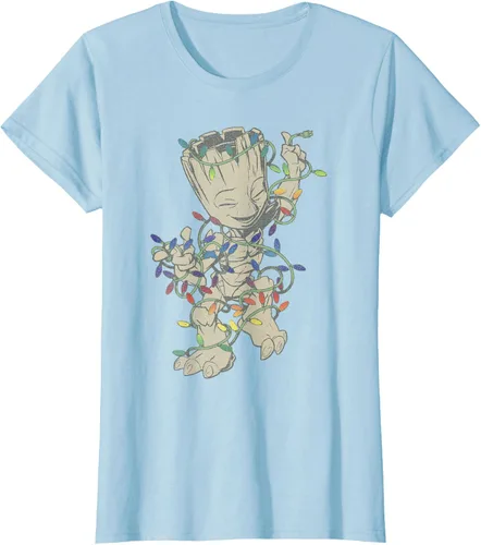 Vista 17 de Marvel Camiseta de luces navideñas Guardians Of The Galaxy Groot, Negro, S
