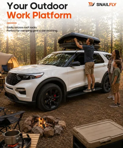 Vista 9 de Estribos aptos para Ford Explorer Base ST XLT Limited Platinum ST-Line Timberline 2020-2026 con aletas de barro Escalones laterales de aluminio
