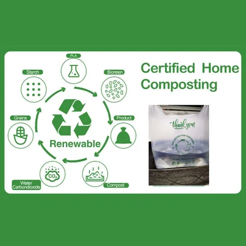 Vista 5 de (Grande) Bolsas de compras compostables certificadas por OrangeBio para el hogar, 200 unidades, 12 x 6 x 20 pulgadas (extragruesas), capacidad