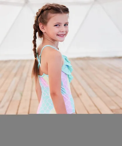 Vista 4 de HowJoJo - Traje de baño hawaiano de una pieza con volantes para niñas
